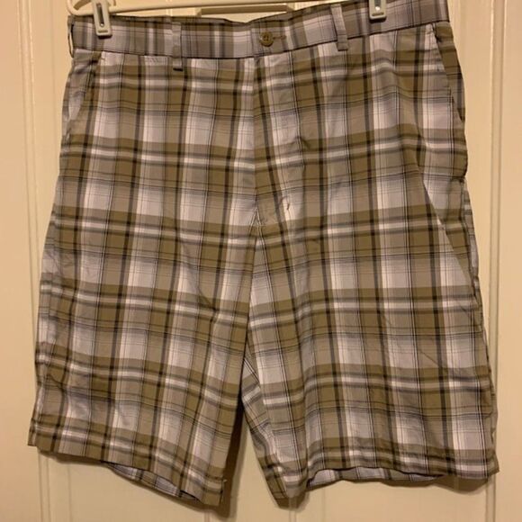 BEN HOGAN PERFORMANCE SIZE 36 BROWN PLAID GOLF SHORTS - Picture 2 of 4